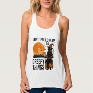 Halloween Cat Creepy Things Funny Witch_1 Tank Top