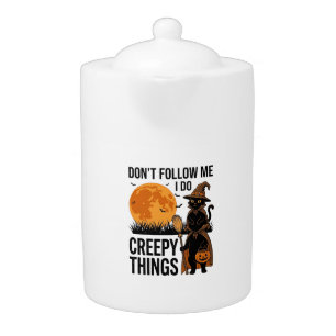 Halloween Cat Creepy Things Funny Witch_1 Teapot