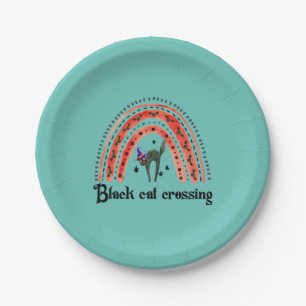 Halloween Cat Crossing Paper Plates