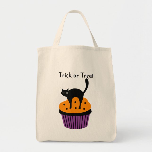 Halloween cat cupcake loot bag (Front)