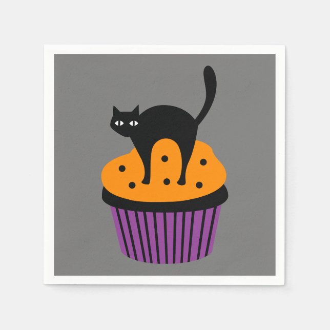 Halloween cat cupcake napkins (Front)