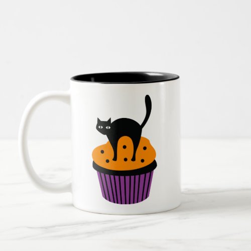 Halloween cat cupcake Two_Tone coffee mug