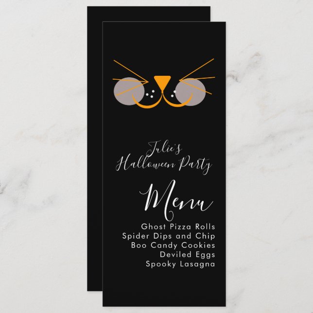 Halloween Cat Cute Costume Party  Menu (Front/Back)