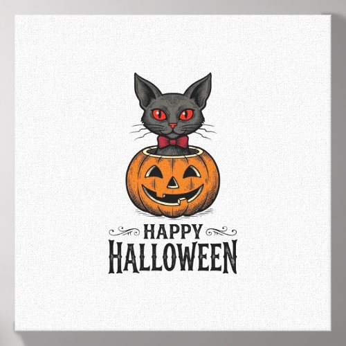 Halloween Cat Cute Pumpkin Vintage Spooky_1 Canvas Photo Tile