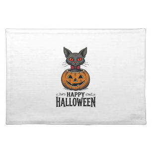 Halloween Cat Cute Pumpkin Vintage Spooky_1 Cloth Placemat