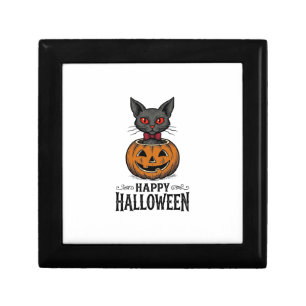 Halloween Cat Cute Pumpkin Vintage Spooky_1 Gift Box