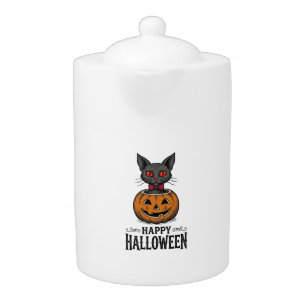 Halloween Cat Cute Pumpkin Vintage Spooky_1 Teapot
