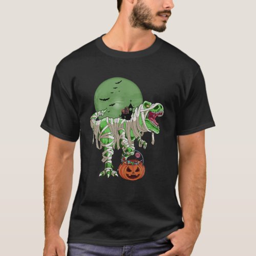 Halloween Cat Dinosaur T Rex Mummy Pumpkin For Boy T_Shirt