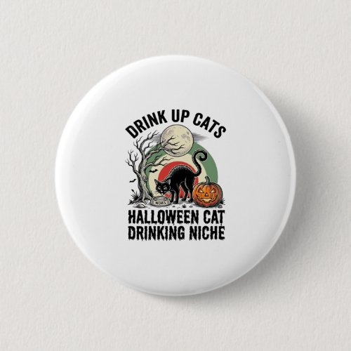 Halloween Cat Drinking Vintage Moon Party Shirt_1 Button