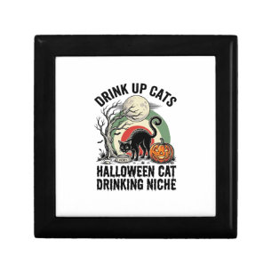 Halloween Cat Drinking Vintage Moon Party Shirt_1 Gift Box