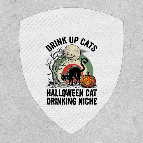 Halloween Cat Drinking Vintage Moon Party Shirt_1 Patch