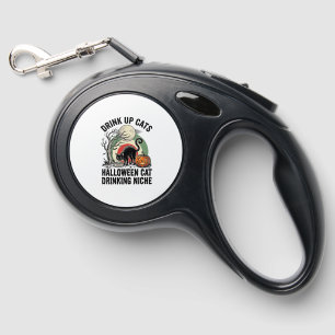 Halloween Cat Drinking Vintage Moon Party Shirt_1 Retractable Pet Leash