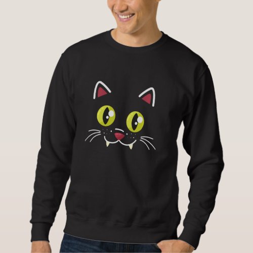 Halloween Cat Face Funny Halloween Costume Sweatshirt