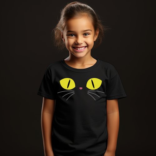  Halloween Cat Face Yellow Eyes Whiskers T_Shirt