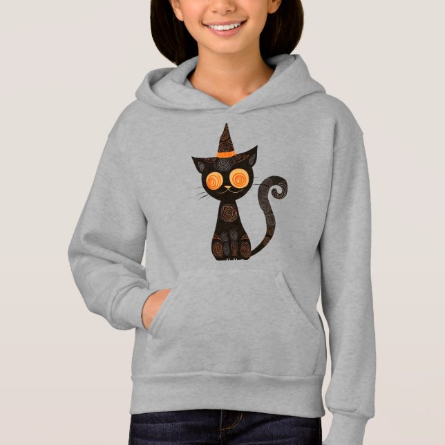 Halloween/cat//fall /whimsical hoodie (Front)