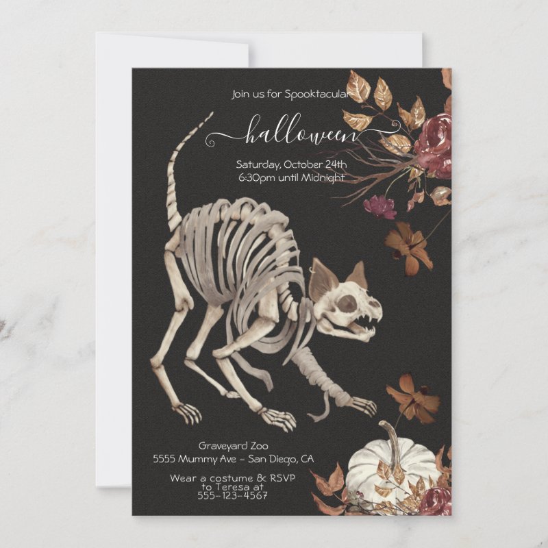 Halloween Cat Floral Dark & Moody Invitation