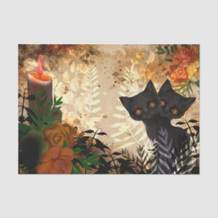Halloween Cat Floral Decoupage Tissue Paper