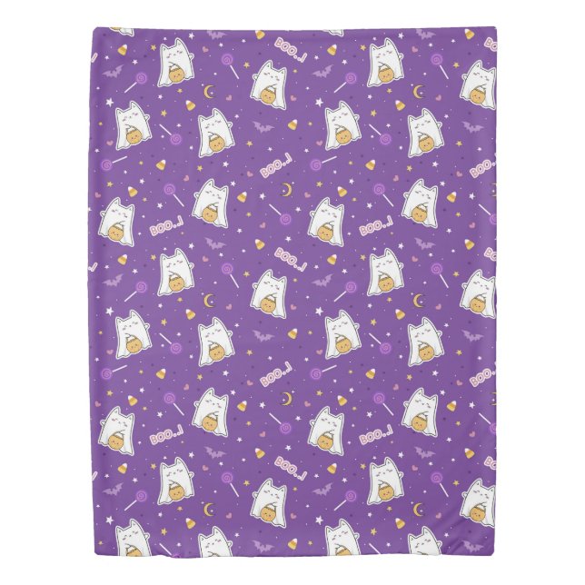 Halloween Cat Ghost Duvet Cover (Front)