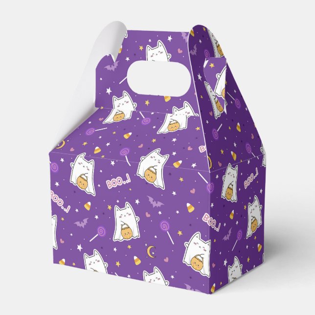 Halloween Cat Ghost Favor Boxes (Front Side)