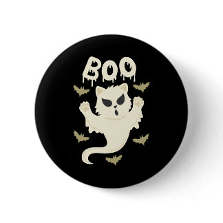 Halloween Cat Ghost Halloween Costume Button