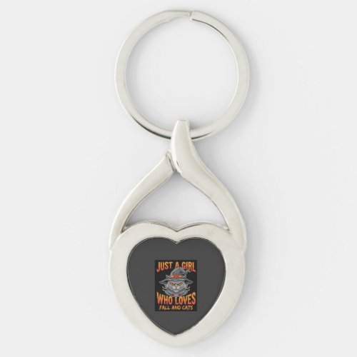 Halloween Cat Girl Witch Hat Fall Design Keychain
