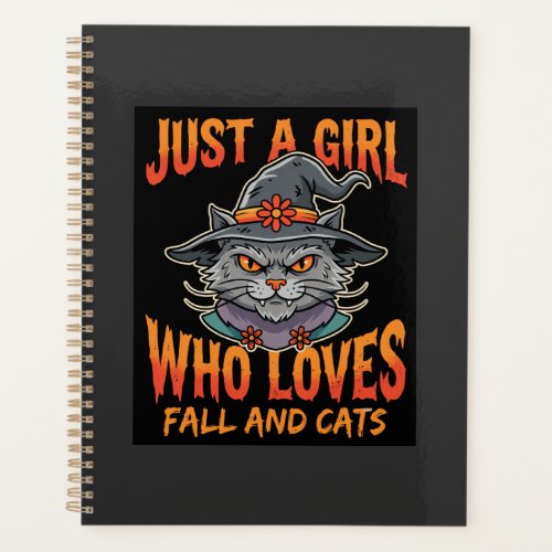 Halloween Cat Girl Witch Hat Fall Design Planner