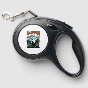 Halloween Cat Graveyard Vintage Engraving Shirt_1 Retractable Pet Leash