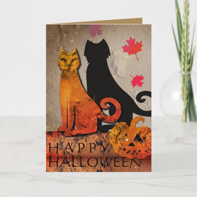 Halloween Cat Greeting Card (Front)