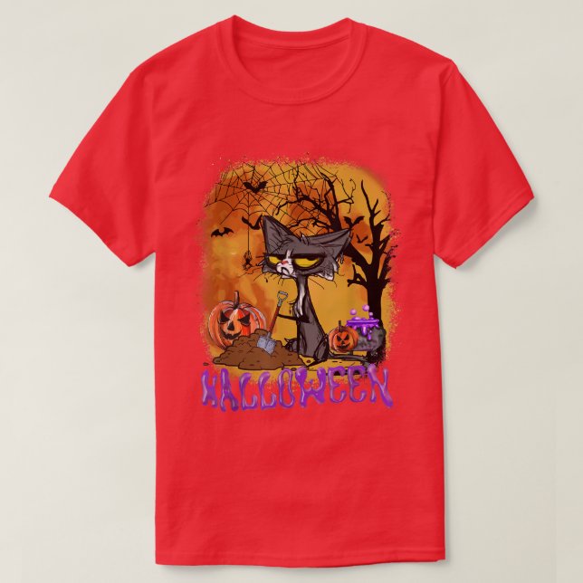 Halloween Cat Halloween Custom T-Shirt (Design Front)