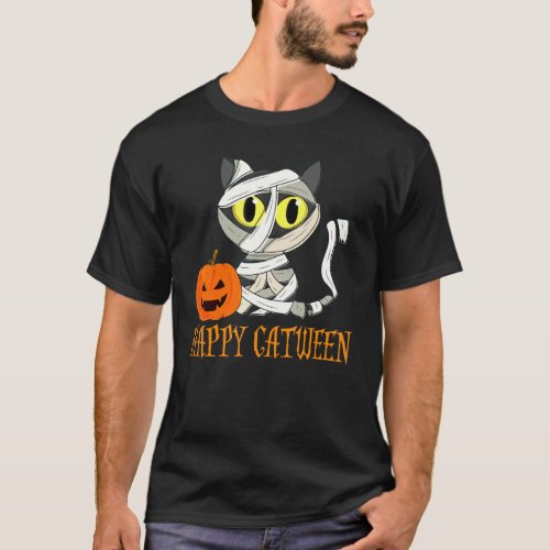 Halloween Cat Happy Catween Men Women Kids T-Shirt