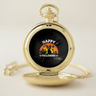 Halloween Cat Happy Halloween Birthday Pocket Watch