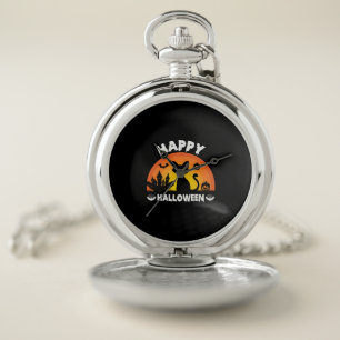 Halloween Cat Happy Halloween Birthday Pocket Watch