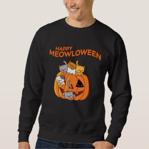 Halloween Cat  HAPPY MEOWLOWEEN  Jack O Lantern  P Sweatshirt