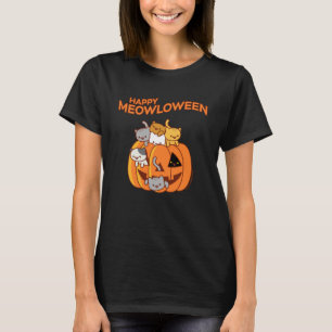 Halloween Cat  HAPPY MEOWLOWEEN  Jack O Lantern  P T-Shirt