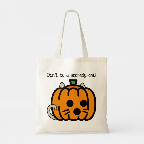 Halloween Cat Hiding Behind Pumpkin Cartoon Tote Bag
