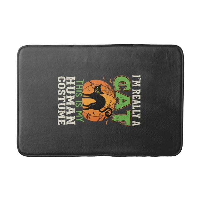 Halloween Cat Human Costume Funny Design Bath Mat (Front)