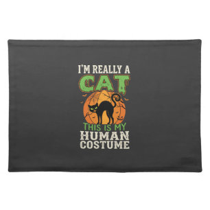 Halloween Cat Human Costume Funny Design Cloth Placemat