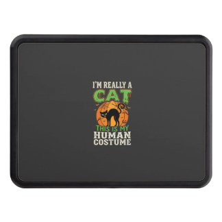 Halloween Cat Human Costume Funny Design Hitch Cover