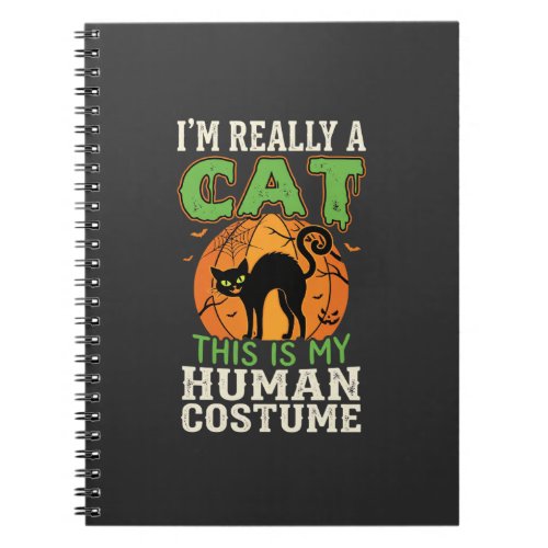 Halloween Cat Human Costume Funny Design Notebook