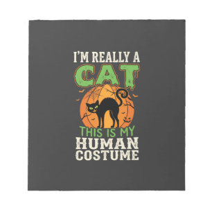 Halloween Cat Human Costume Funny Design Notepad