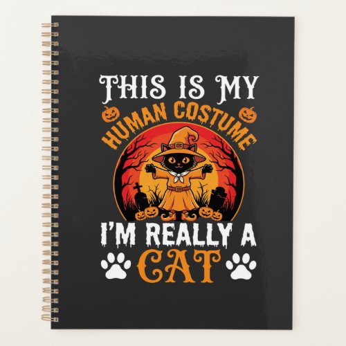 Halloween Cat Human Costume Vintage Graphic Planner