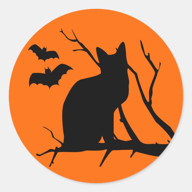 Halloween Cat In Harvest Moon Sticker (Front)