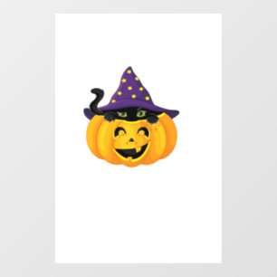Halloween Cat in Pumpkin � Cute Black Kitten Stick Window Cling