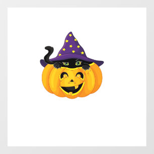 Halloween Cat in Pumpkin � Cute Black Kitten Stick Window Cling