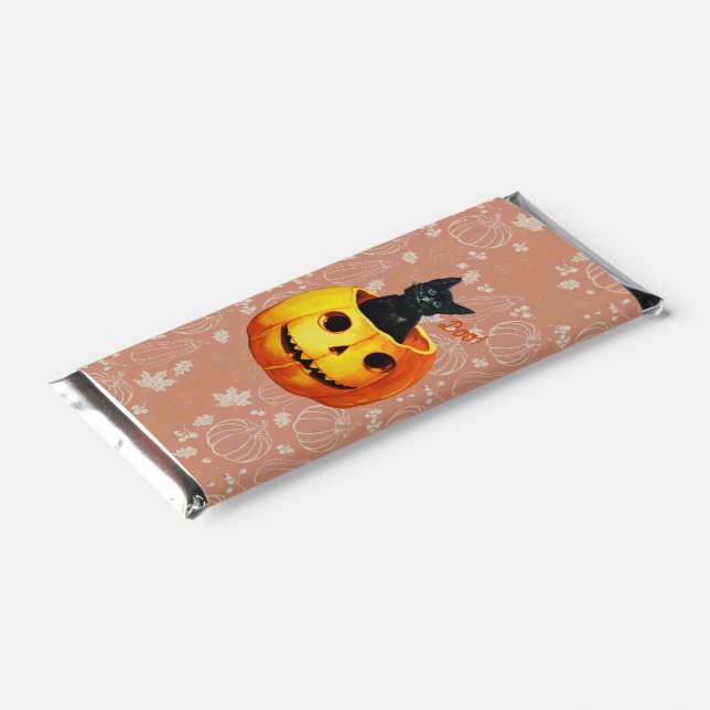 Halloween Cat in Pumpkin Hershey Bar Favors (Angled)