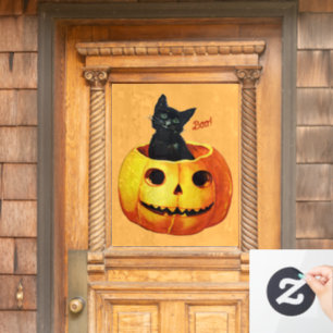 Halloween Cat in Pumpkin Window Cling
