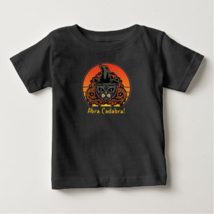 Halloween Cat in Witch Hat Abra Cadabra Vintage Baby T-Shirt