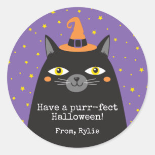 Halloween Cat Kids Party Classic Round Sticker