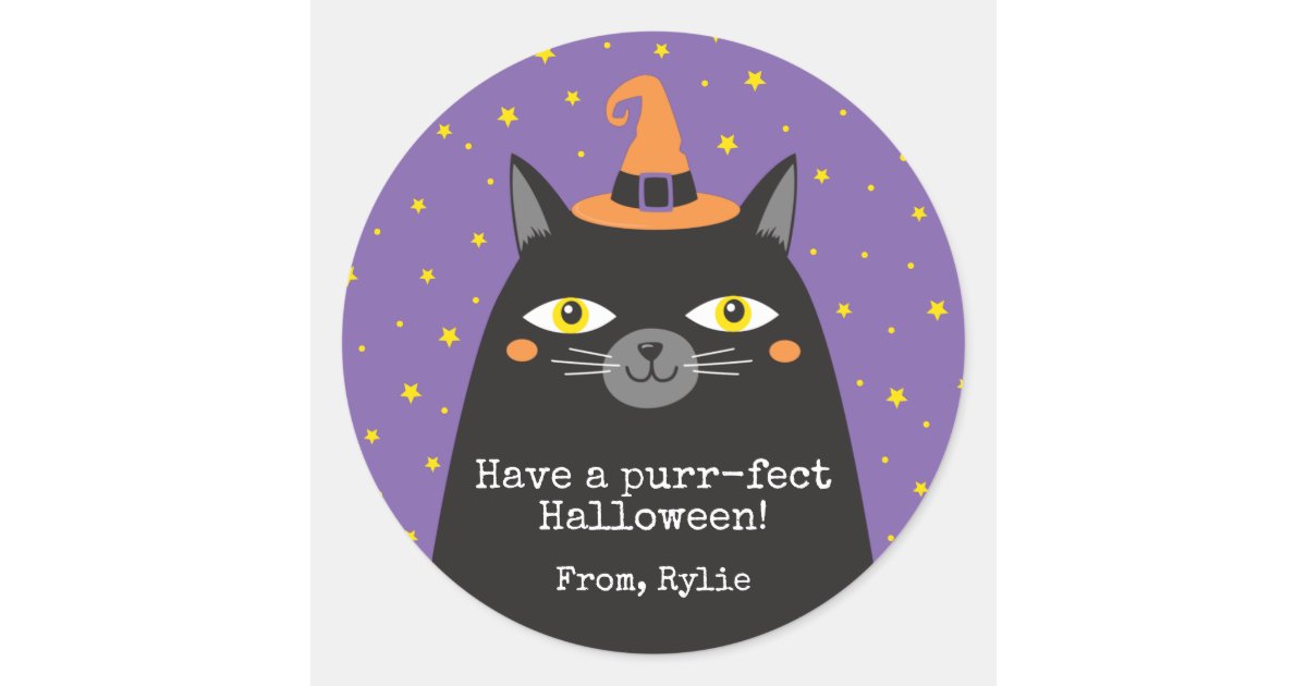 Halloween Cat Kids Party Classic Round Sticker | Zazzle