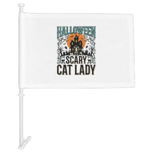 Halloween Cat Lady Scary Haunted House Vintage_1 Car Flag